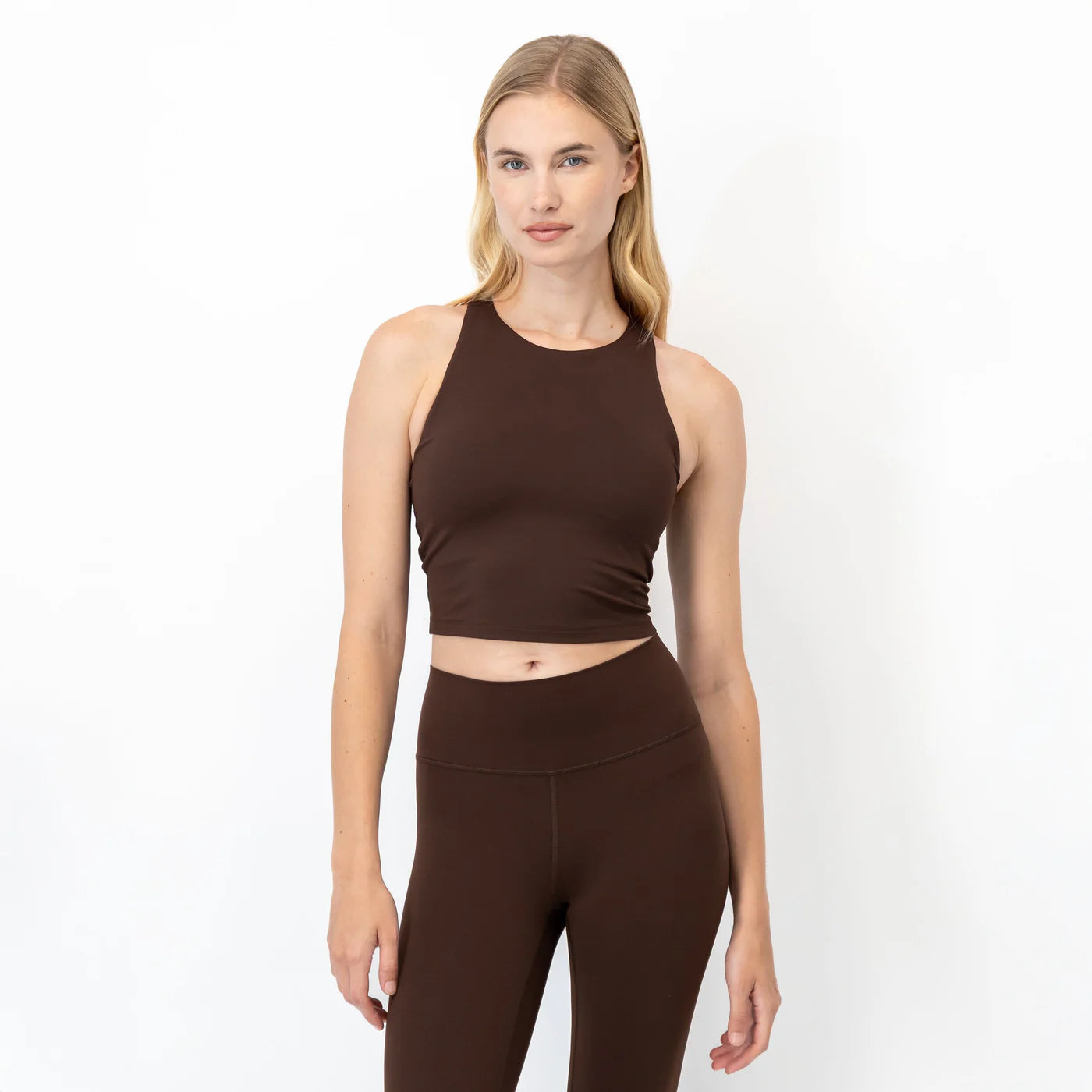 Rhoback Vista Crop Tank in Cocoa at Baseline Social