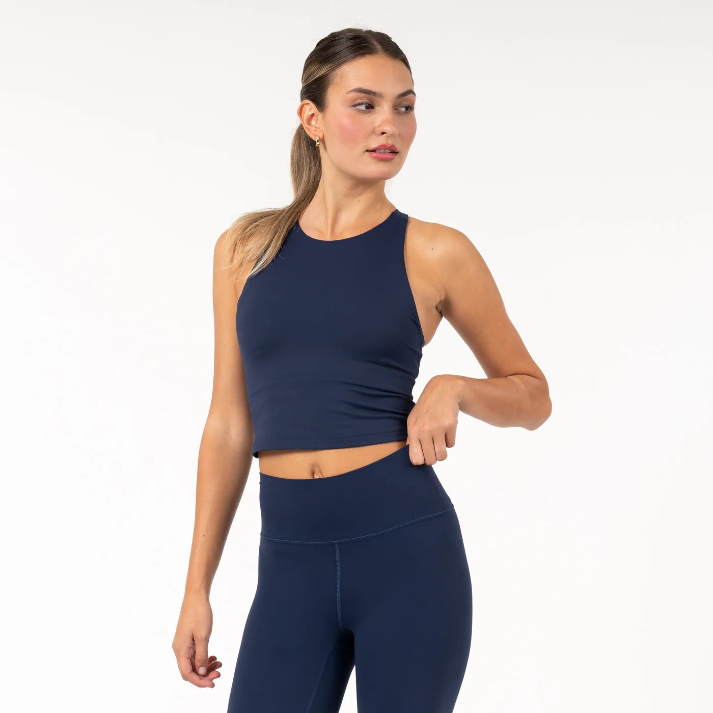 Vista Crop Tank in Fleet Navy