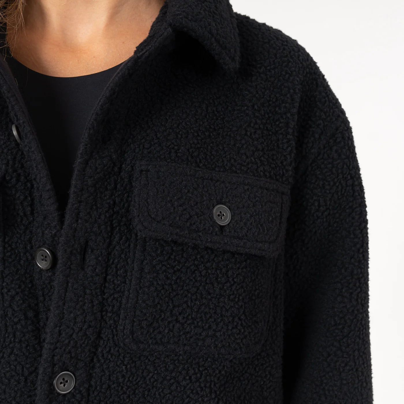 Summit Fleece Shirt Jacket in Midnight Black