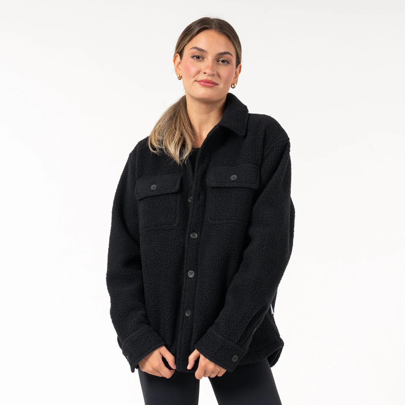 Summit Fleece Shirt Jacket in Midnight Black