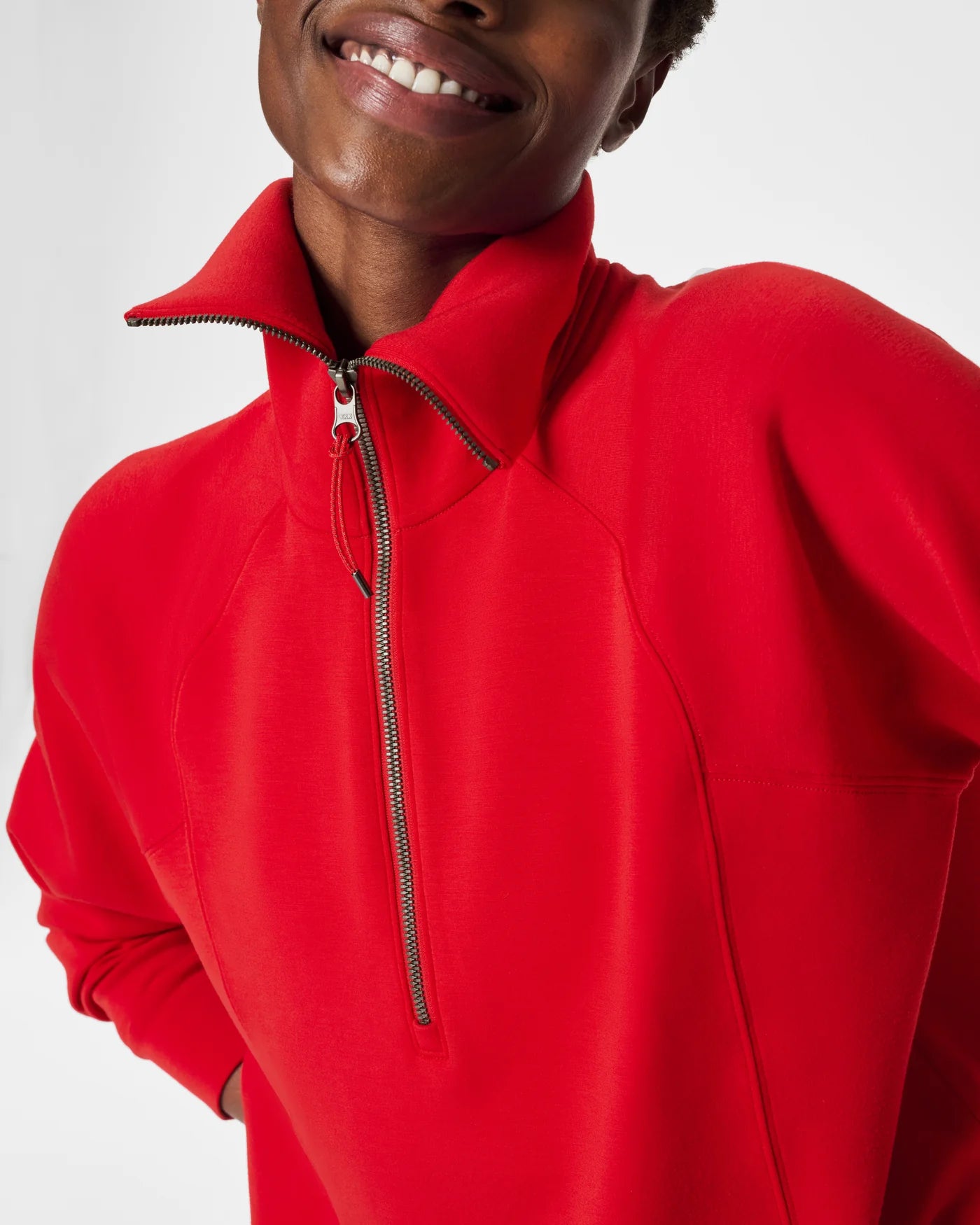SPANX AirEssentials Half Zip in Red at Baseline Social