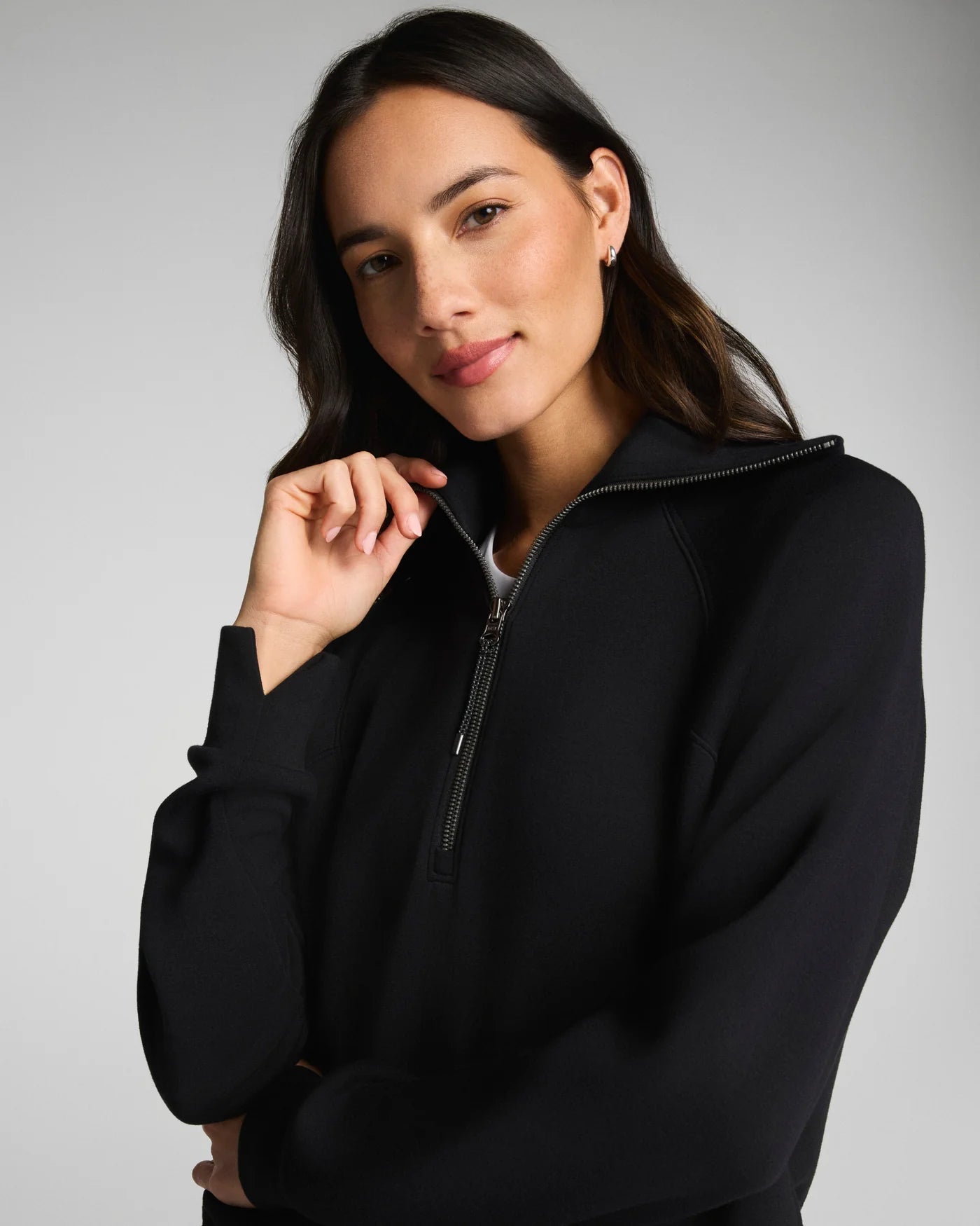 SPANX AirEssentials Half Zip in Black at Baseline Social