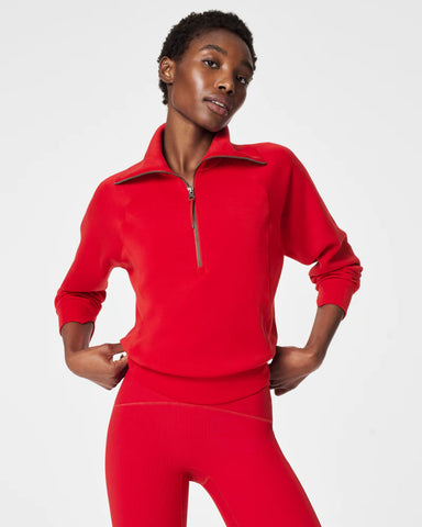 SPANX AirEssentials Half Zip in Red at Baseline Social