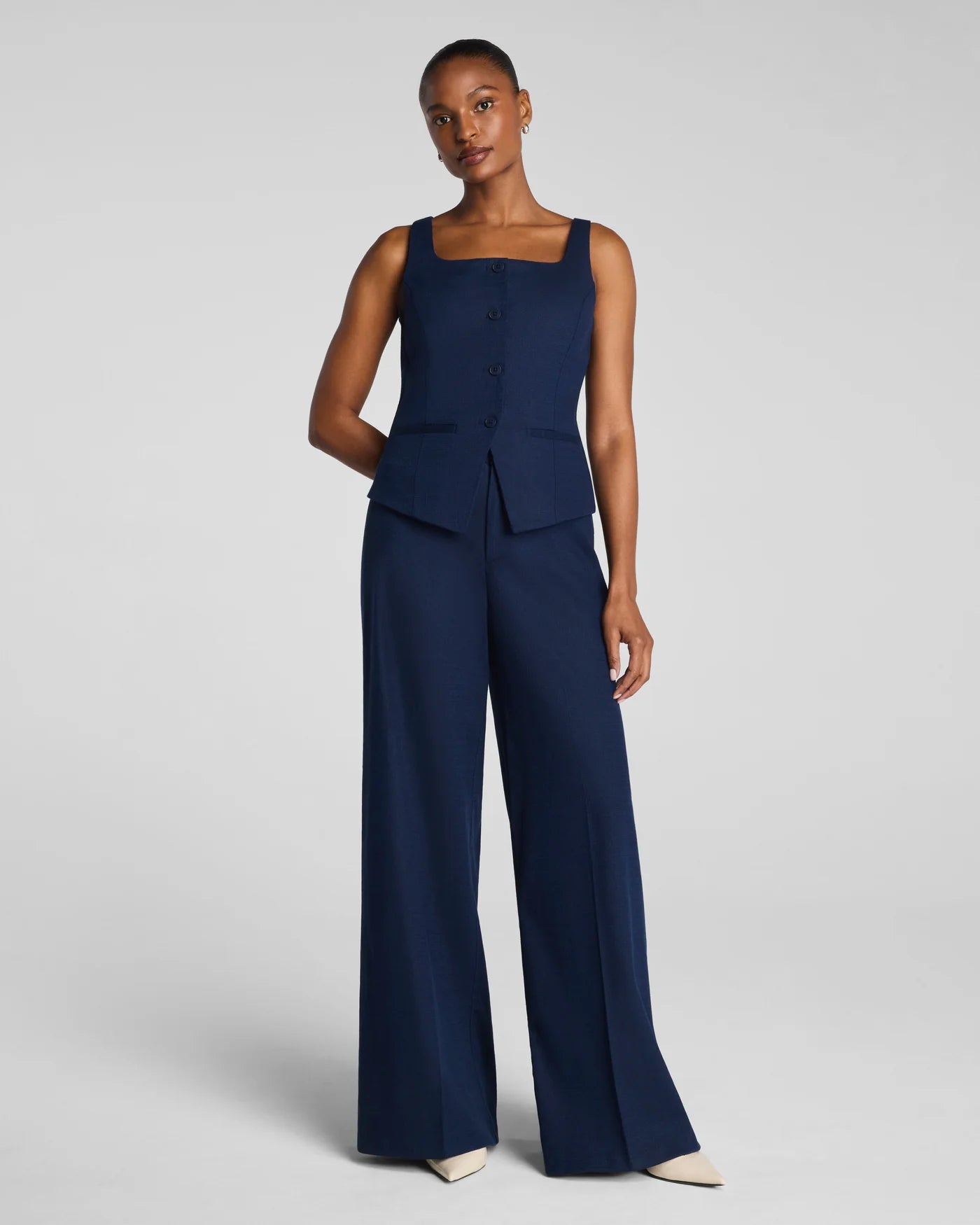 Spanx EasyBreezy Linen Super Wide Leg Pant in Timeless Navy at Baseline Social