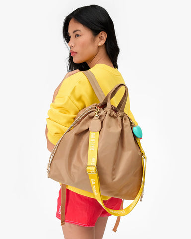 Clare V. Sac Tout Backpack in Latte Nylon Twill at Baseline Social