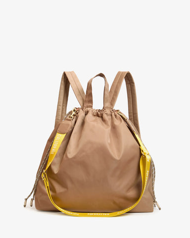 Clare V. Sac Tout Backpack in Latte Nylon Twill at Baseline Social