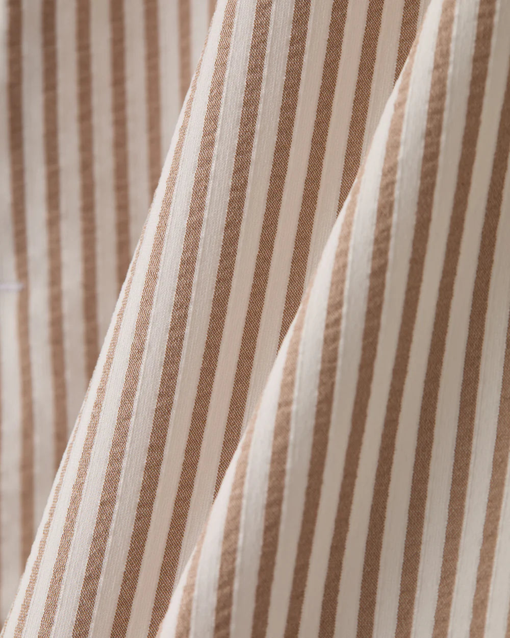 Rhone Saltair Button Up in Taupe Stripe at Baseline Social
