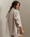 Rhone Saltair Button Up in Taupe Stripe at Baseline Social