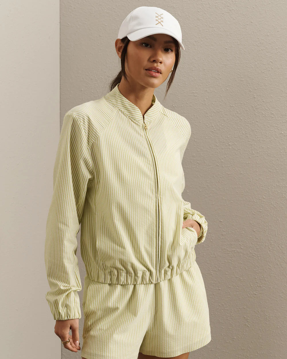 Rhone Saltair Jacket in Citron Stripe at Baseline Social