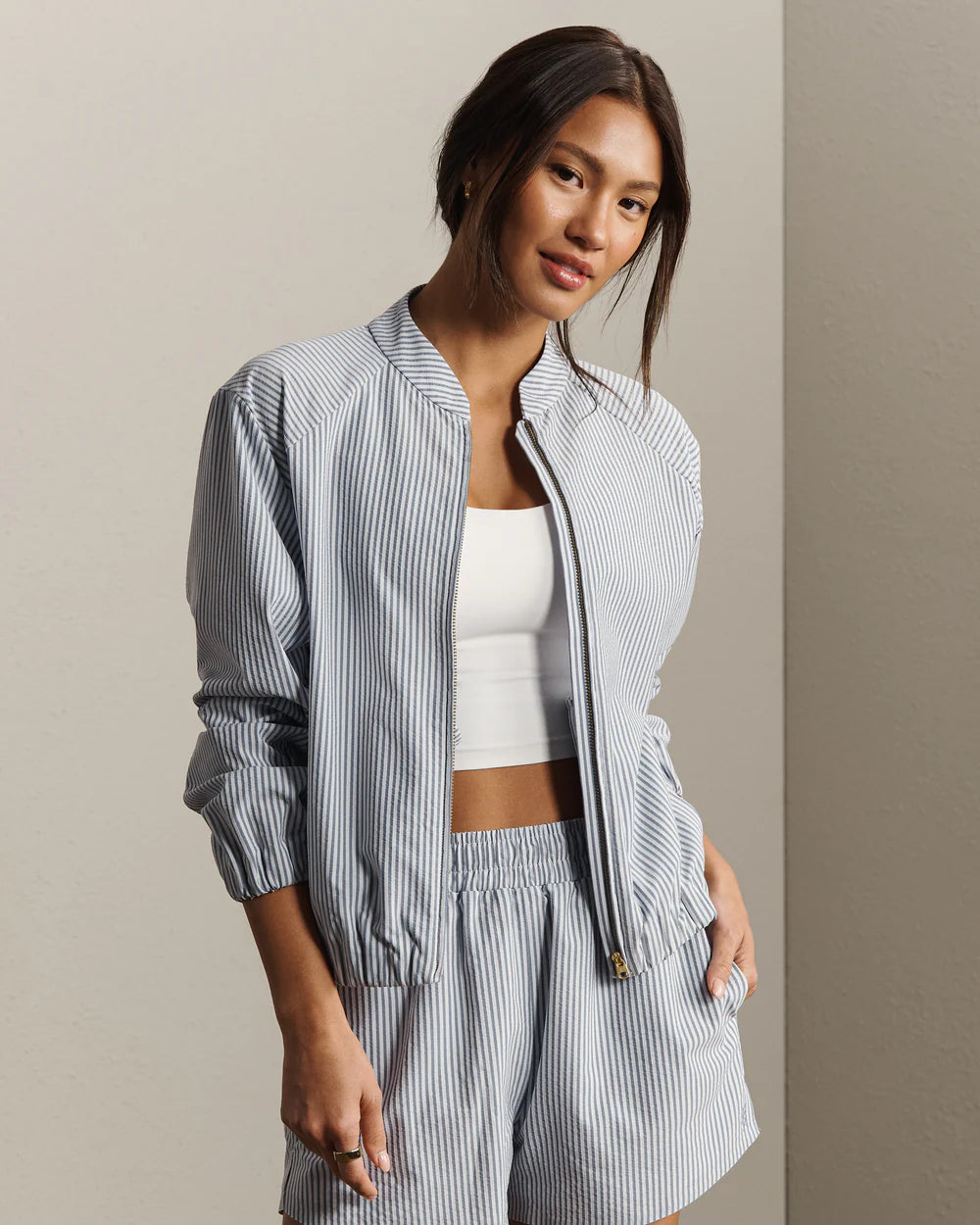 Rhone Saltair Jacket in Washed Navy Stripe at Baseline Social