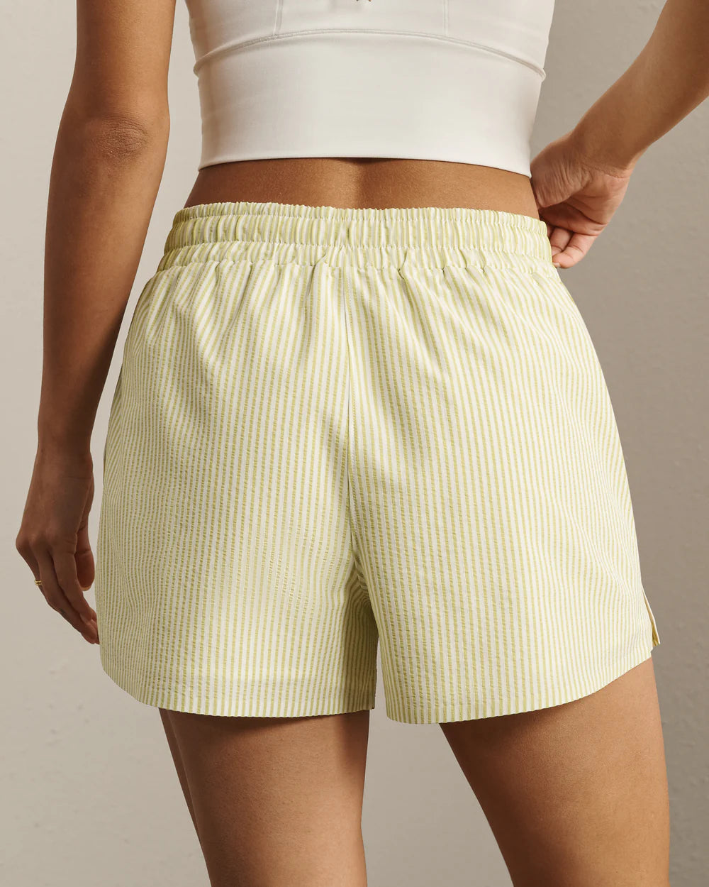 Rhone Saltair Short in Citron Stripe at Baseline Social