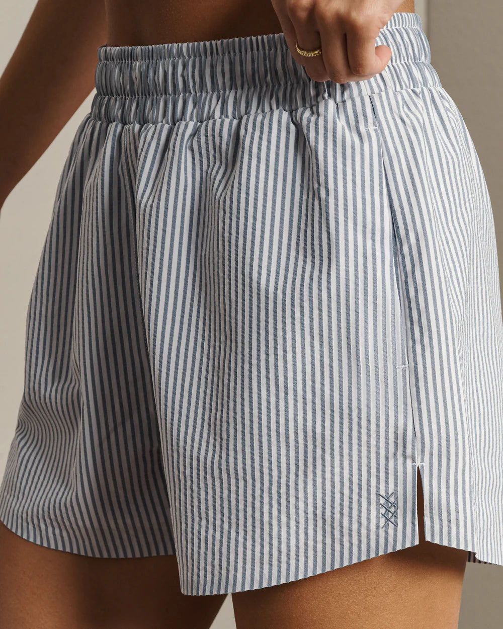 Rhone Saltair Short in Washed Navy Stripe at Baseline Social