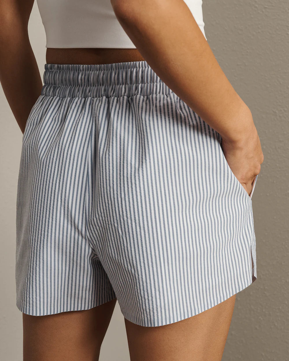 Rhone Saltair Short in Washed Navy Stripe at Baseline Social