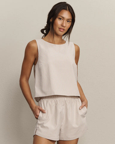 Rhone Saltair Tank in Taupe Stripe at Baseline Social