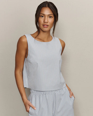 Rhone Saltair Tank in Washed Navy Stripe at Baseline Social