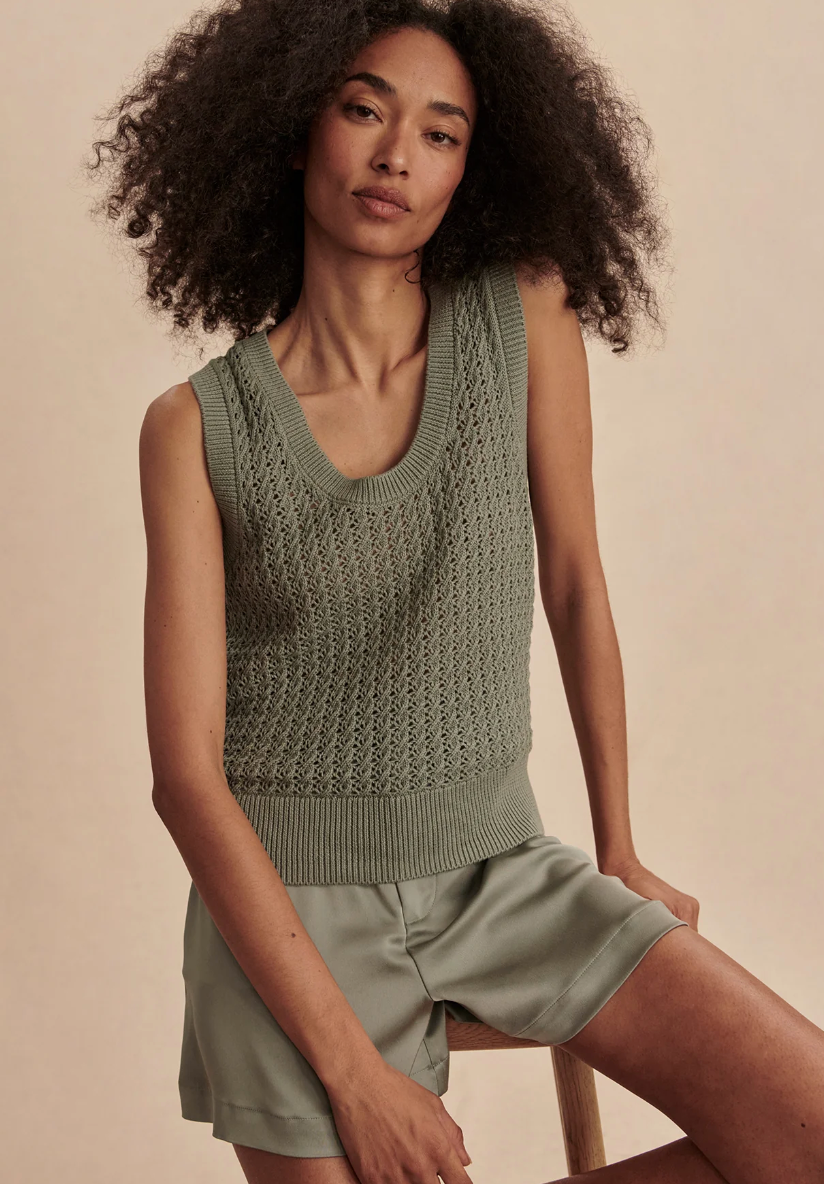 Ferns Open Knit Tank in Shadow - Baseline Social