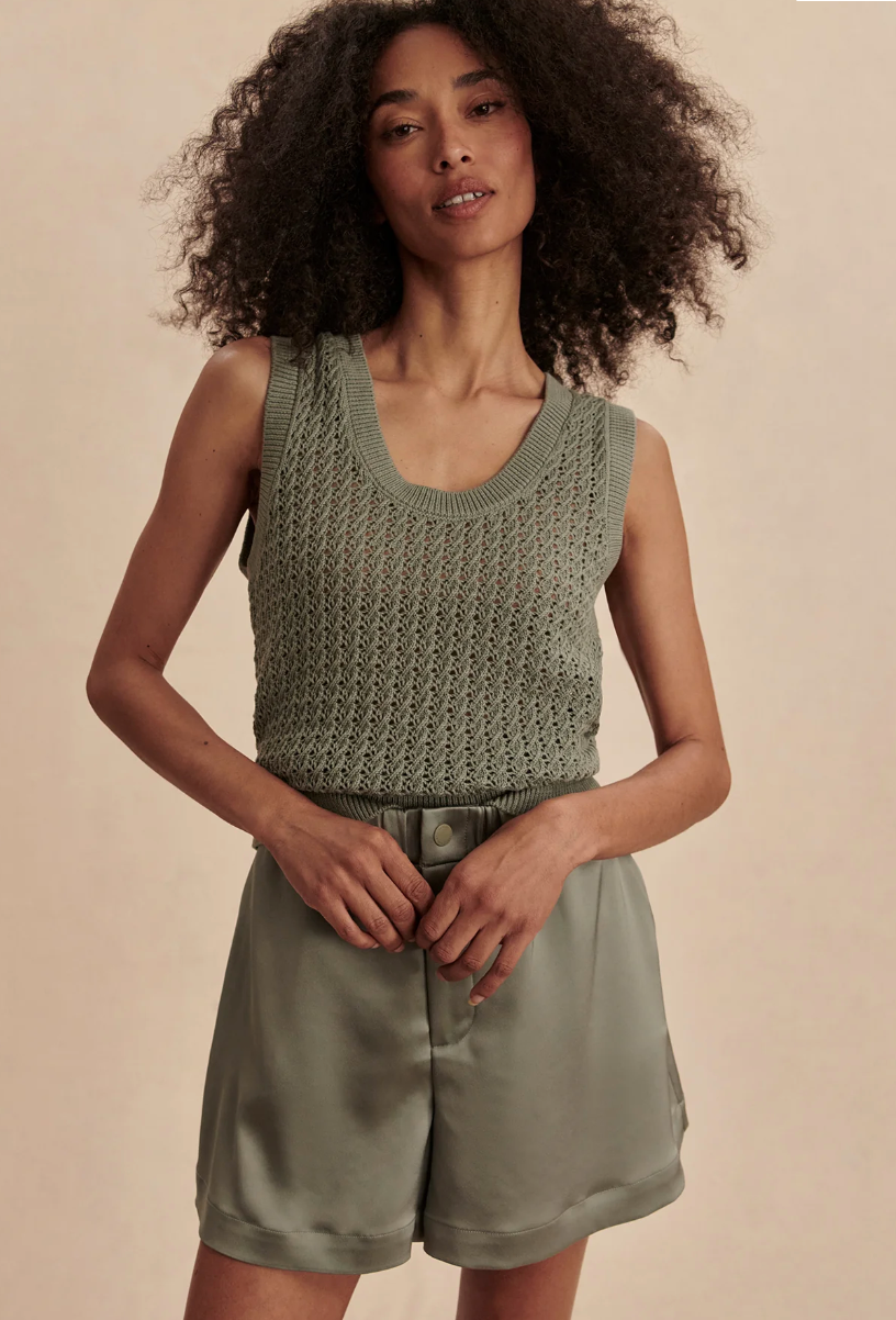 Ferns Open Knit Tank in Shadow - Baseline Social