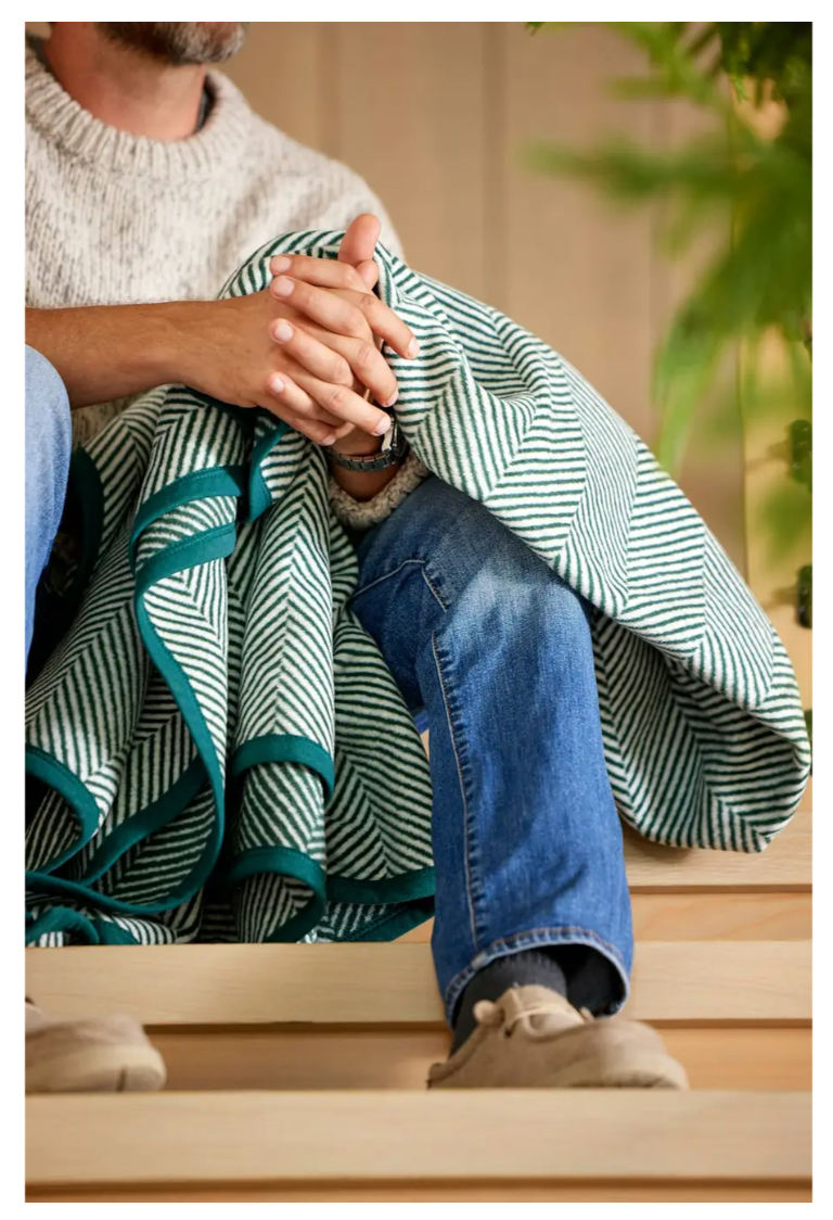 ChappyWrap's Harborview Herringbone Evergreen Blanket at Baseline Social