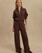 Varley's Wide Leg Pant 28" in Coffee Bean Marl at Baseline Social