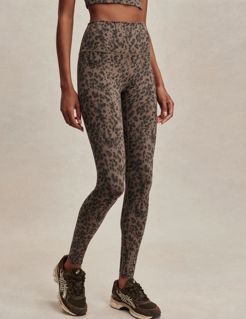 Varley's FreeSoft High Rise Leggings 28" in Brown Contrast Cheetah at Baseline Social