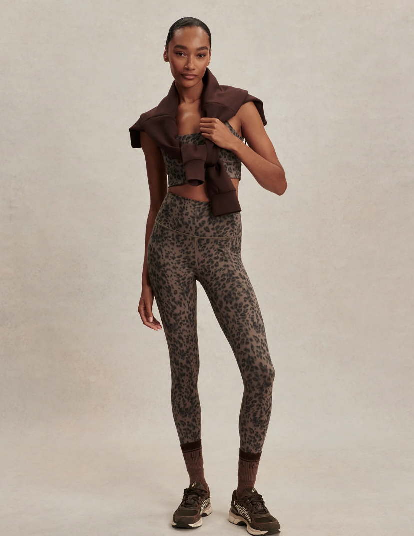 Varley's FreeSoft High Rise Leggings 28" in Brown Contrast Cheetah at Baseline Social