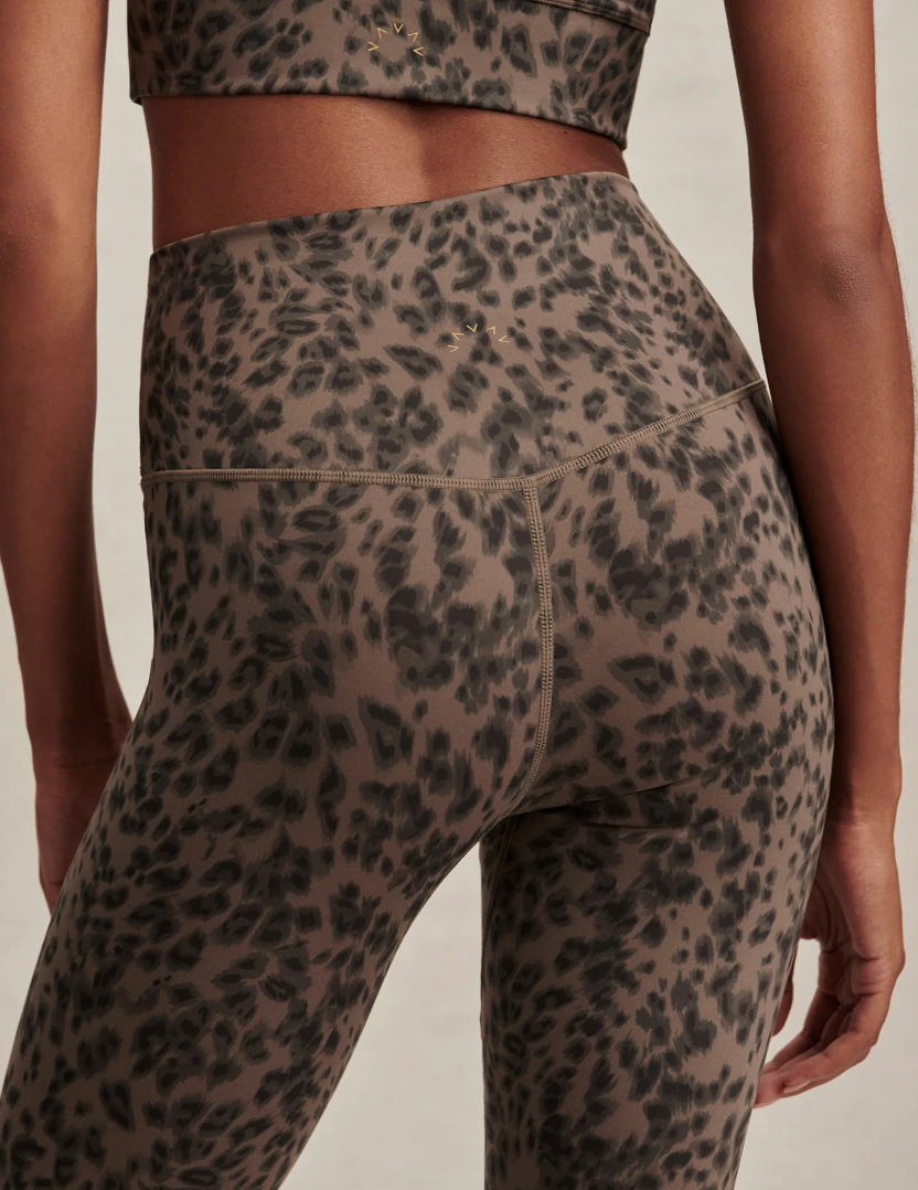 Varley's FreeSoft High Rise Leggings 28" in Brown Contrast Cheetah at Baseline Social