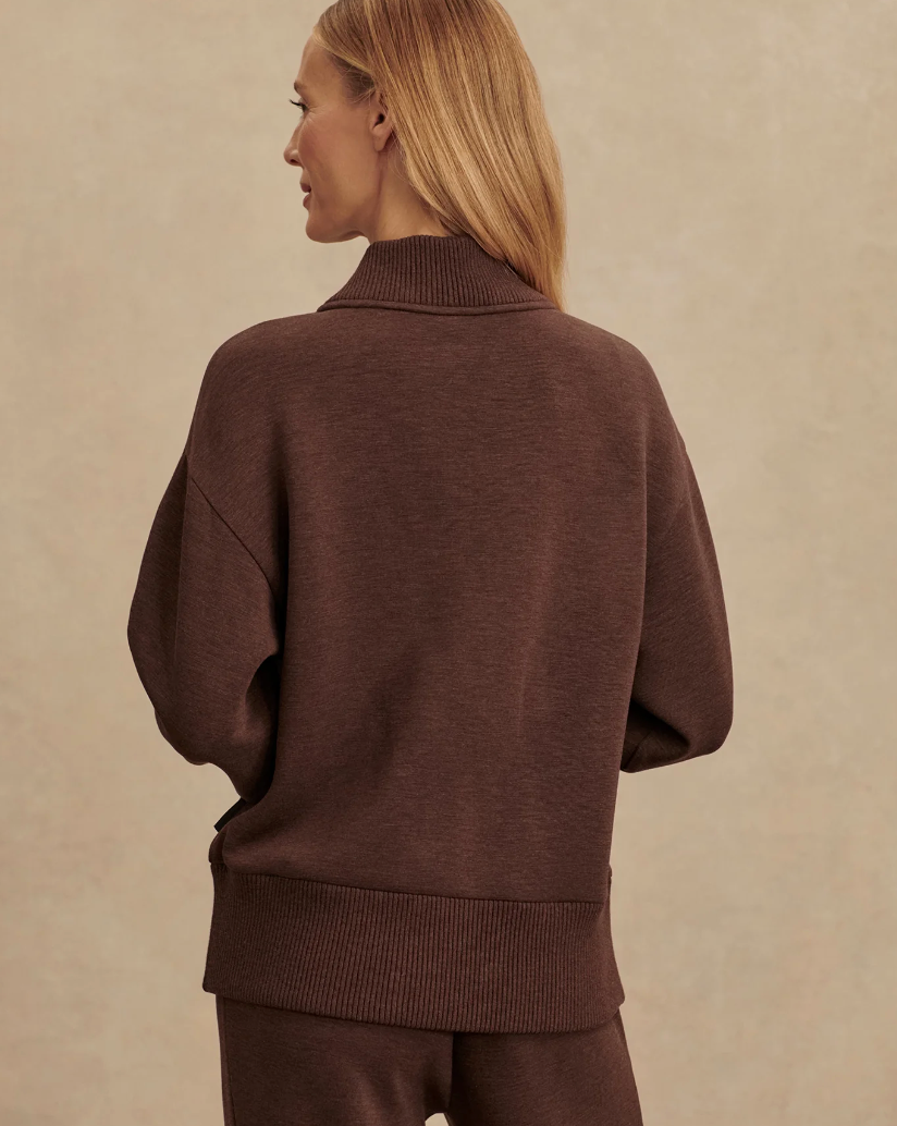 Varley's Sally Half Zip Sweatshirt in Coffee Bean Marl at Baseline Social