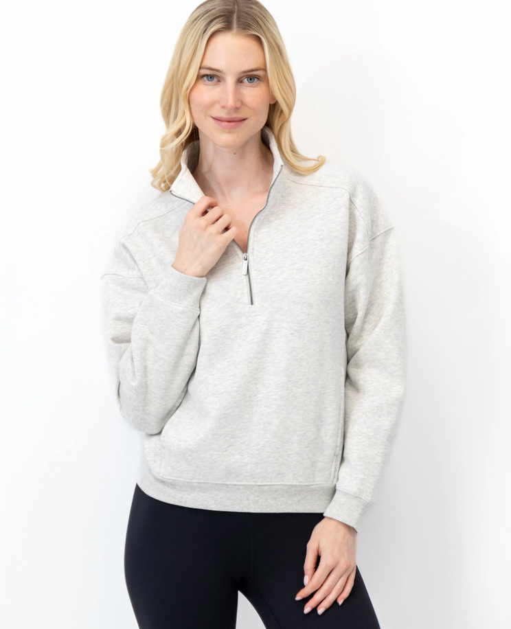 Serenity Half-Zip in Ivory Heather - Baseline Social