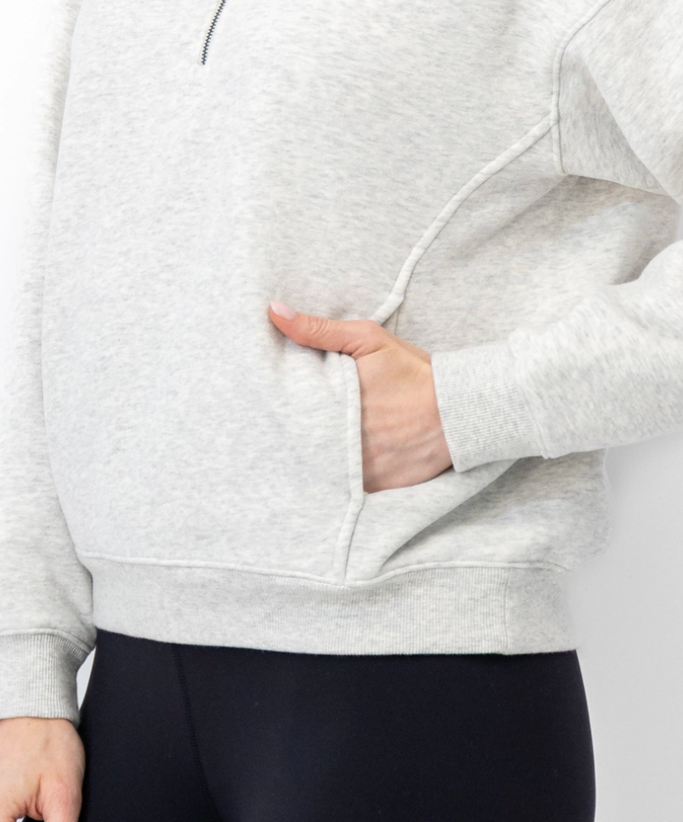 Serenity Half-Zip in Ivory Heather - Baseline Social
