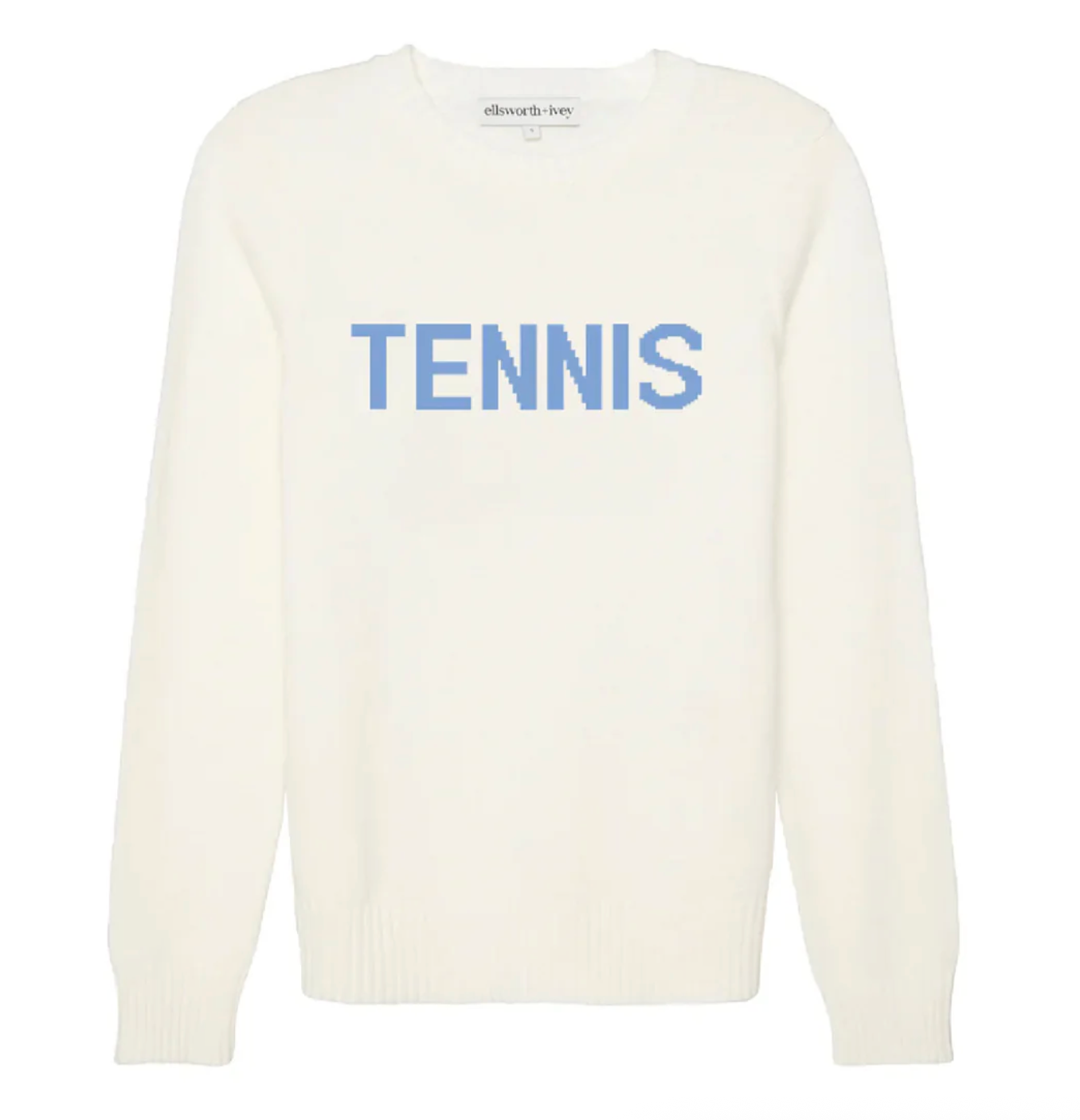 Ellsworth+Ivey Classic Tennis Crewneck in Cornflower/Ivory at Baseline Social