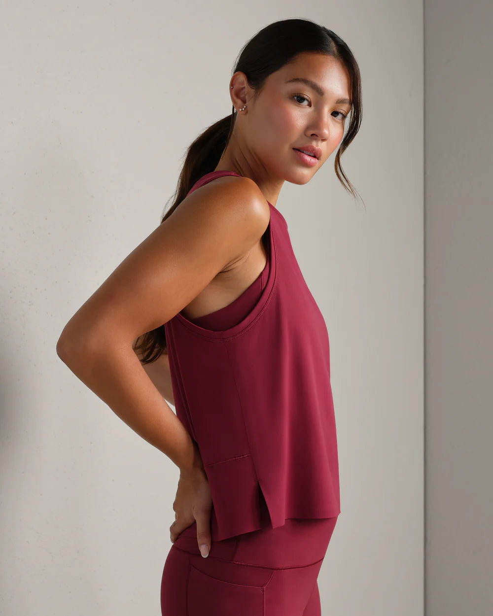 Rhone Serene Tank in Cranberry at Baseline Social