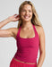Beyond Yoga Spacedye Square Halter Tank in Berry Red at Baseline Social