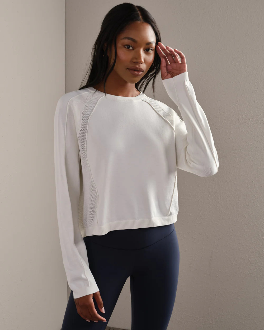 Rhone Sporty Sweater in Snow White at Baseline Social