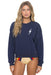Bolt Stitch Relaxed Crew Sweatshirt in Navy/White