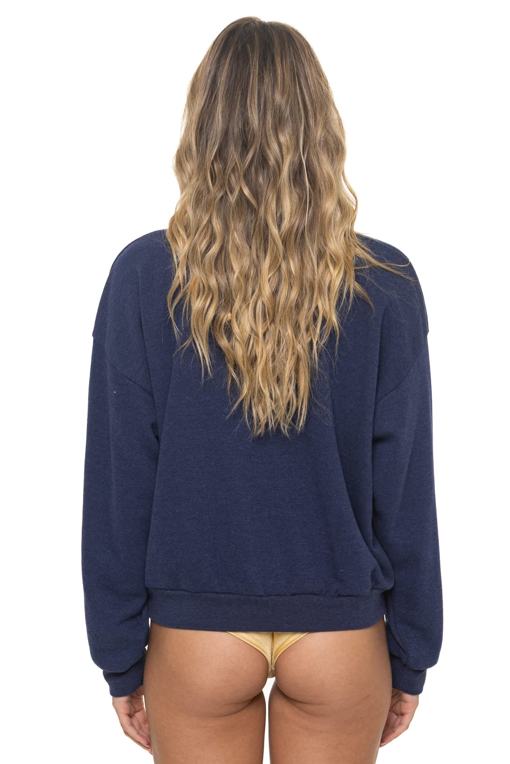 Bolt Stitch Relaxed Crew Sweatshirt in Navy/White