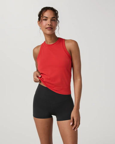 Vuori Surge Seamless Tank in Crimson Red at Baseline Social