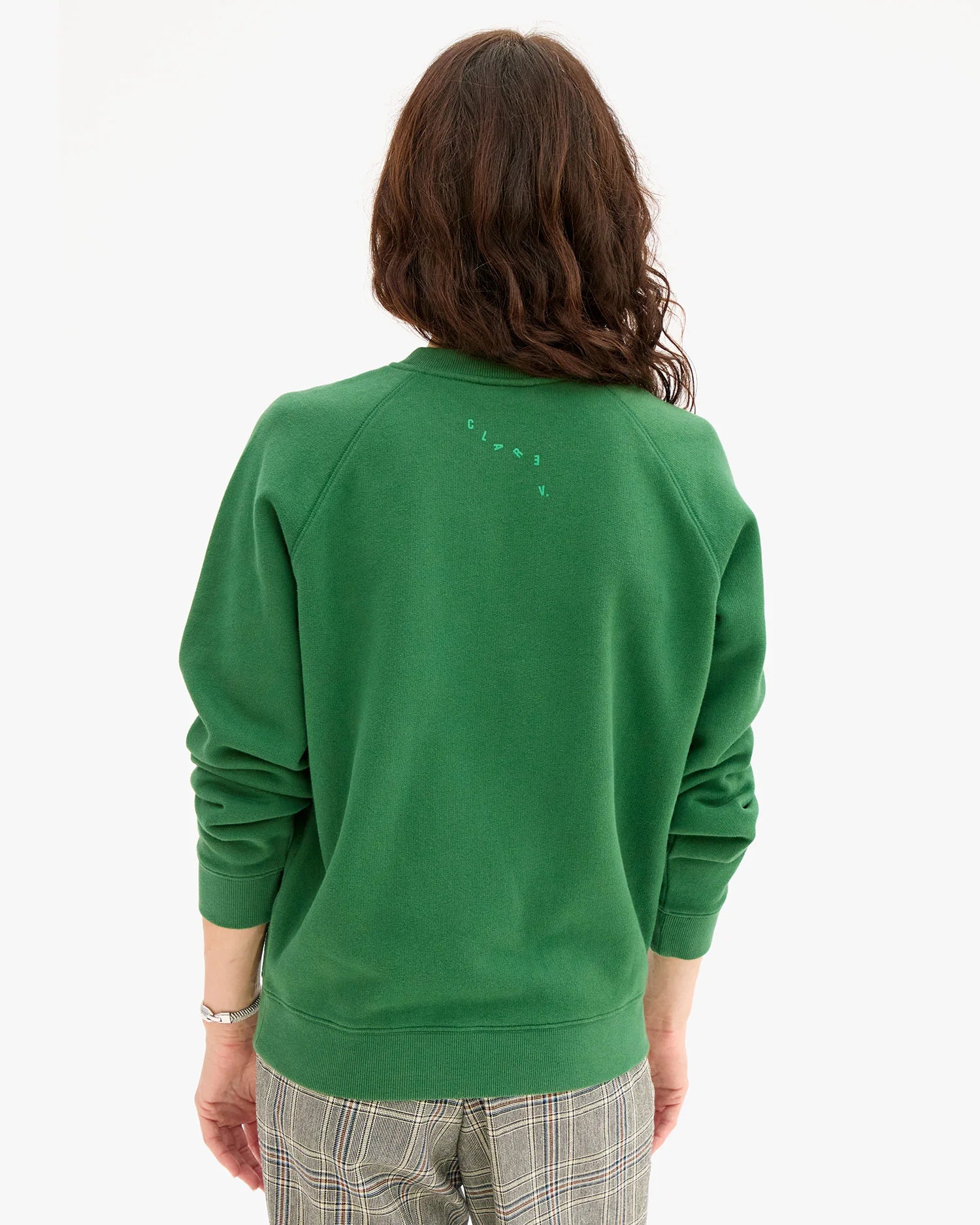 Clare V. Sweatshirt in Evergreen Flocked Oui at Baseline Social