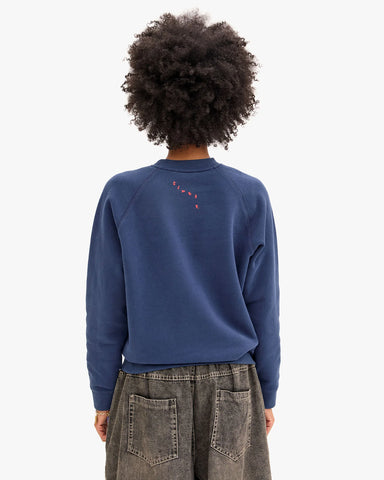 Clare V. Sweatshirt in Navy Flocked Surrealisme Lips at Baseline Social
