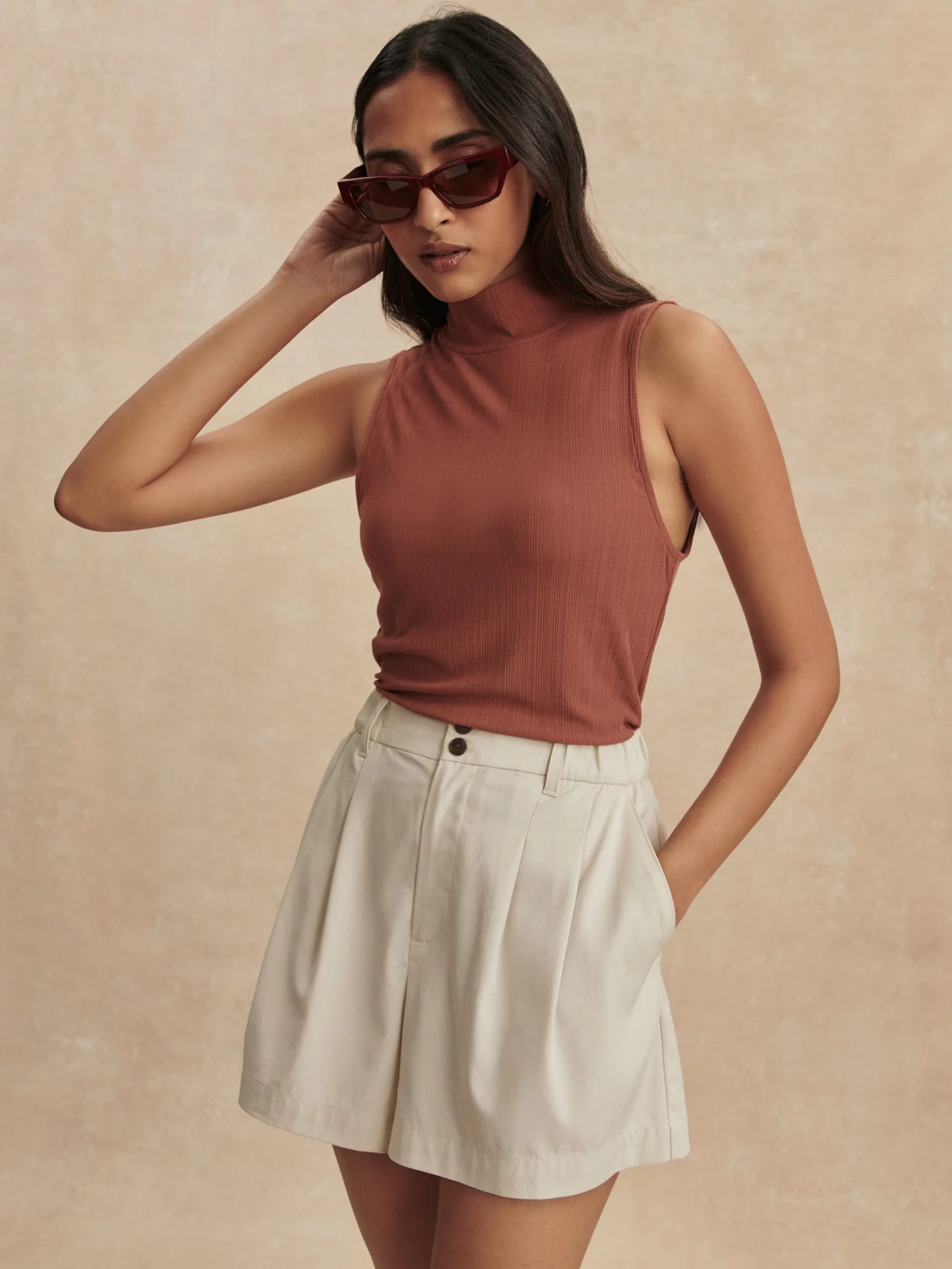 Varley Tansy Woven Short 3” in Ivory at Baseline Social