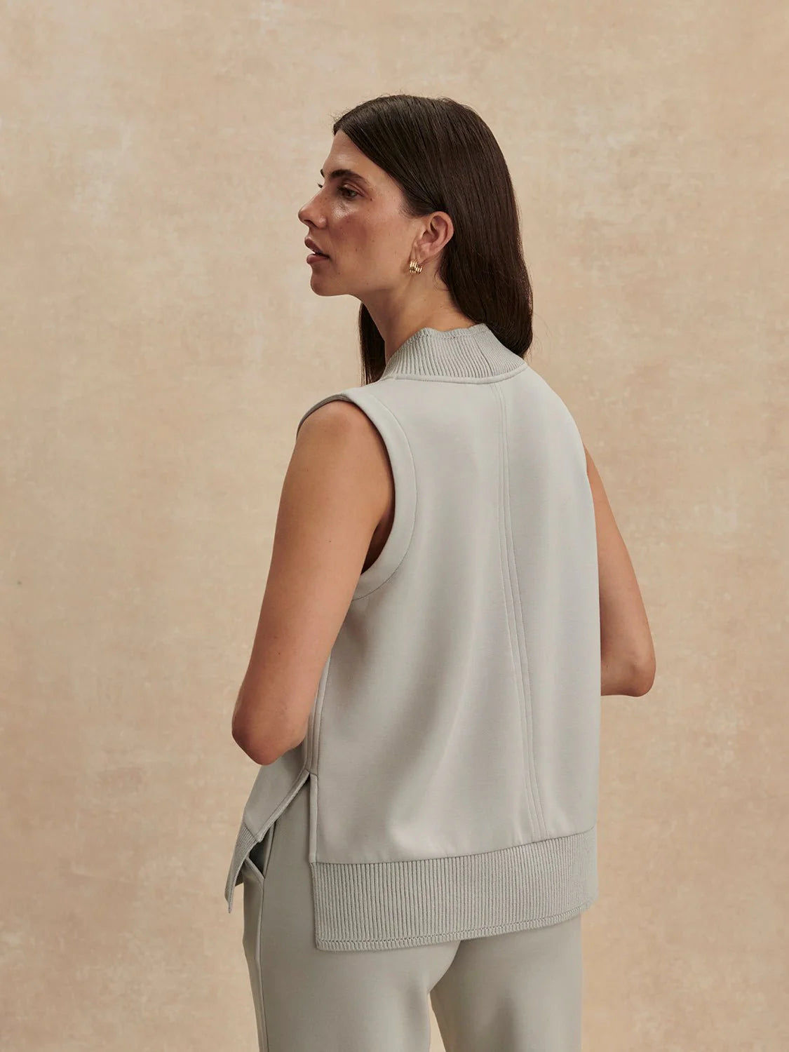 Freida V Neck Tank in Blue Clay - Baseline Social