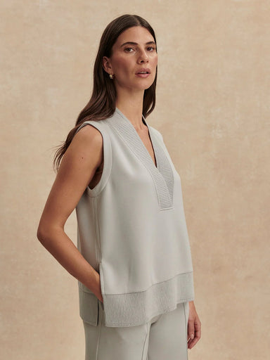 Freida V Neck Tank in Blue Clay - Baseline Social