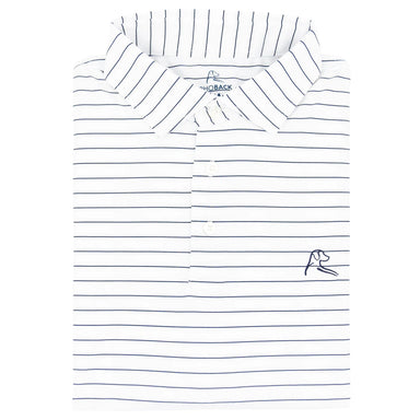 Rhoback Captain Stripe Performance Polo in White/Fleet Navy at Baseline Social