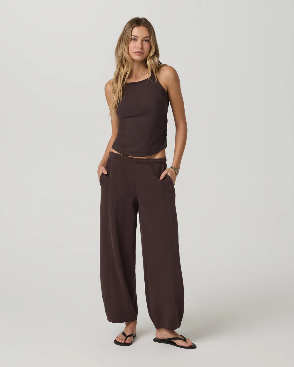 Vuori Pose Cooper Tank in French Roast at Baseline Social