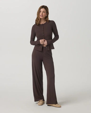 Vuori Pose Twin Cardigan in French Roast at Baseline Social