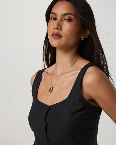 Vuori Trestles Twill Button Front Top in Black at Baseline Social