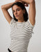 Vuori Pose Fitted Tee in Ink Stripe at Baseline Social