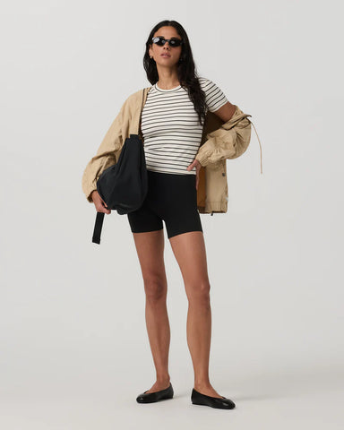 Vuori Pose Fitted Tee in Ink Stripe at Baseline Social