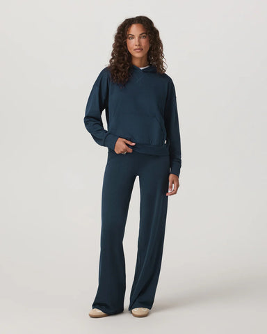 Vuori Halo Modern Pullover Hoodie in Blue Coast Heather at Baseline Social