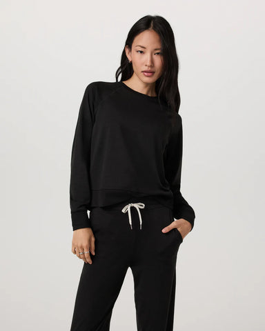 Vuori Long Sleeve Halo Crew in Black Heather at Baseline Social