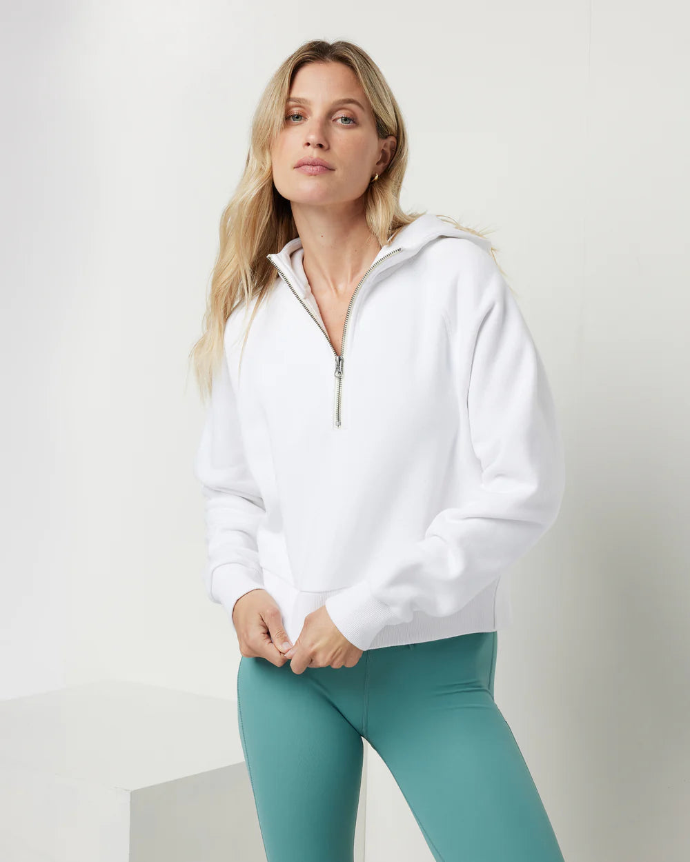 Restore Half Zip Hoodie in White